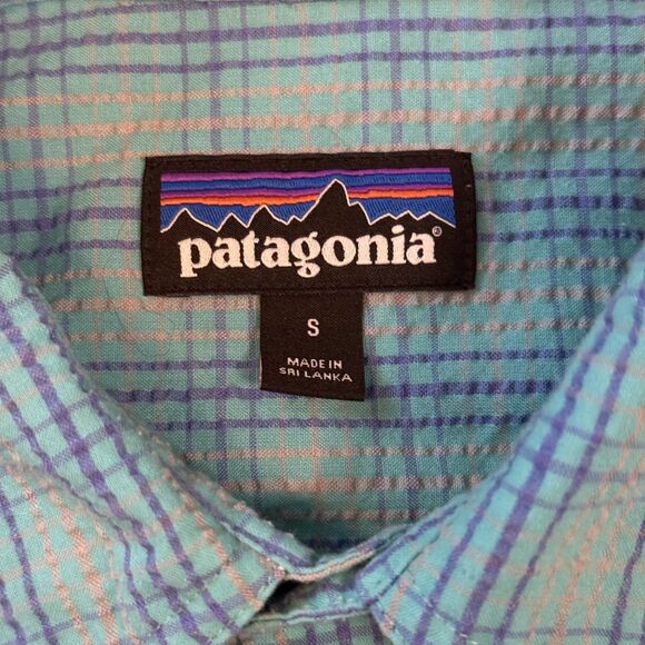 Patagonia Puckerware Button Up Shirt Mens Small Blue Plaid Seersucker - Picture 5 of 10